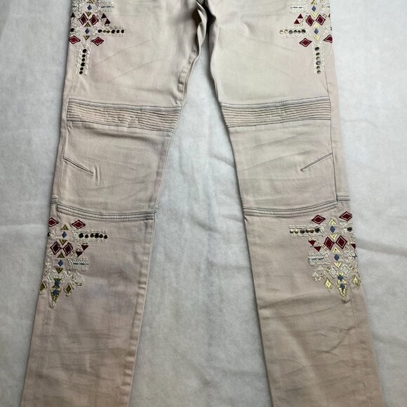 8ighth Dstrkt Mens Blue Pink Boho Embroidered Embellished Denim Jeans 40x34 - Picture 4 of 15